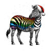 Regenbogen Zebra mit Santa Mütze