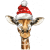 Giraffe with Santa Hat