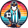 Retro Penguin Soccer Player Fan