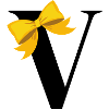 Letter V yellow bow