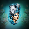 Captivating woman with majestic lion's head
