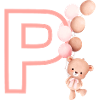 Lettre p rose ours