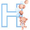 Lettre h bleue ours