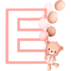 Lettre e rose ours
