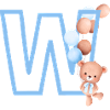 Lettre w bleue ours