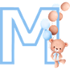 Lettre m bleue ours