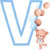 Lettre v bleue ours