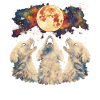 Bichon Frise Dog Howling Moon