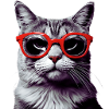 Katze mit roter Brille