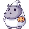 Nilpferd Halloween Comic Geist