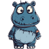 Hippopotamus Halloween Funny Zombie