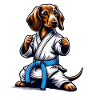 Karaté Teckel avec ceinture bleue