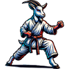 Karate-Ziege in Action – Dynamischer Kampfgeist
