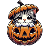 Katze, Halloween, Kürbis