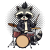 Drummer, Drums, Drummer, Music,Raccoon