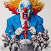 Clownsauto im Rennen