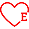 letter e red heart