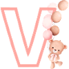 Lettre v rose ours