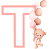 Lettre t rose ours