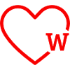 Letter w Red Heart