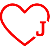 Letter J Red Heart