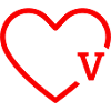 Letter V Red Heart