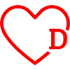 Letter D Red Heart