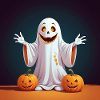Halloween Ghost with Pumpkins