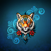 Tiger with floral ornaments
