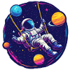 Astronaute avec balançoire dans l’espace