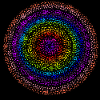 Concentric rainbow dot circles