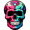 Neon-Totenkopf mit Psychedelic-Muster