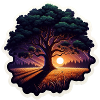 Sonnenuntergangsbaum Sticker