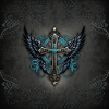 Cross adorned with wings.