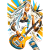 Wild guitar diva with electric guitar
