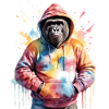 Gorilla hættetrøje abe farverig dyredesign print