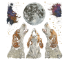 Brittany Spaniel Dog Howling Moon