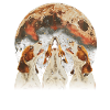 Brittany Spaniel Dog Howling Moon