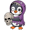 Pinguin Zombie Halloween mit Schädel