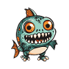 Piranha Fish Halloween Funny Zombie