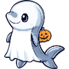 Dolphin Halloween Comic Ghost
