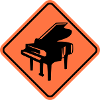 Skylt Piano Instrument Varning Klassisk Musik