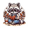 Cute Reader Raccoon Illustration