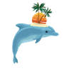 Dolphin Sunset Palm Trees Paradise