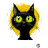 Green Eyes: Retro Cartoon Cat