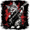 Cat plays guitar