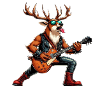 Rockiger Hirsch mit Gitarre