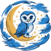 Eule Mond Sterne Nachthimmel