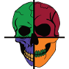 Four Divided Skeletal Skulls