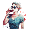 Woman drinking red wine